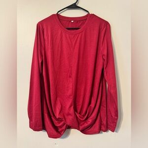 Women's Red Long Sleeve Top
